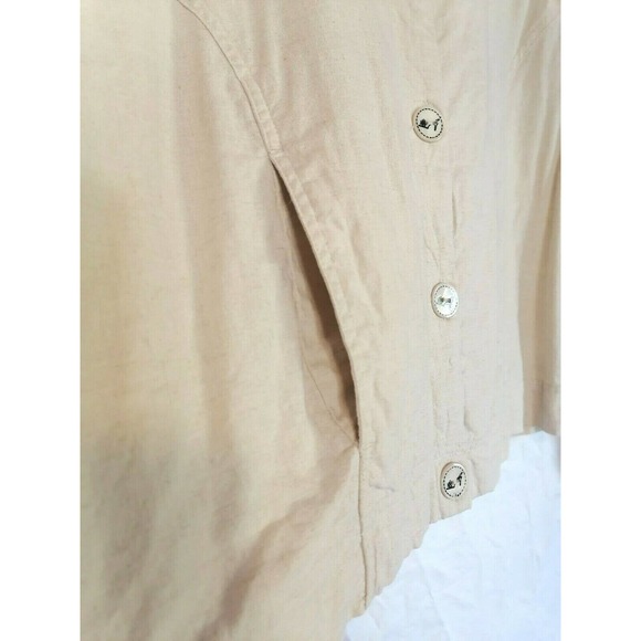 Natalie & Me Linen Cream Button-up Shirt Blouse Top High Heels/Shoes SZ large - Picture 6 of 11